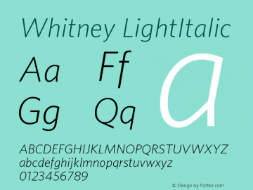 Whitney LightItalic Version 001.000 Font Sample