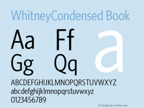 WhitneyCondensed Book Version 001.000 Font Sample