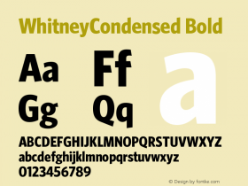 WhitneyCondensed Bold Version 001.000 Font Sample