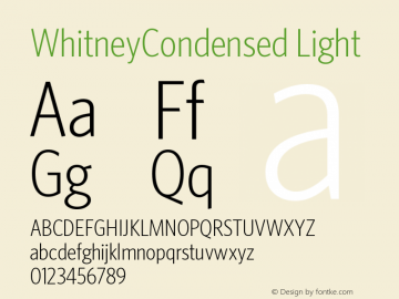 WhitneyCondensed Light Version 001.000 Font Sample