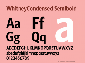 WhitneyCondensed Semibold Version 001.000 Font Sample