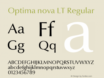 Optima nova LT Regular Version 001.000 Font Sample
