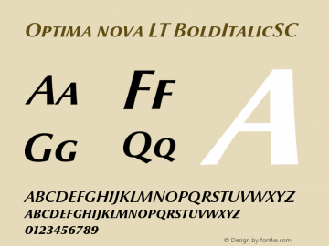 Optima nova LT BoldItalicSC Version 001.000 Font Sample