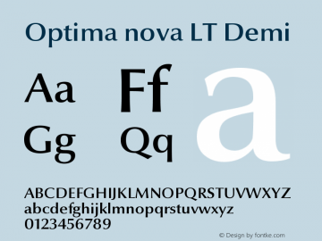 Optima nova LT Demi Version 001.000 Font Sample