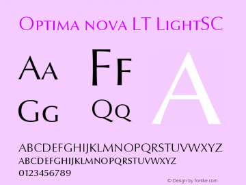 Optima nova LT LightSC Version 001.000 Font Sample