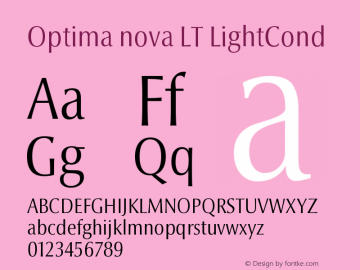 Optima nova LT LightCond Version 001.000 Font Sample