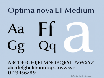 Optima nova LT Medium Version 001.000 Font Sample
