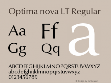 Optima nova LT Regular Version 001.000 Font Sample