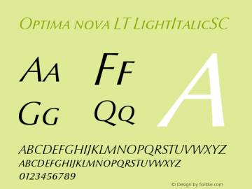Optima nova LT LightItalicSC Version 001.000 Font Sample