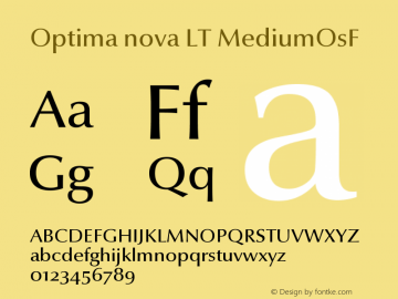 Optima nova LT MediumOsF Version 001.000 Font Sample