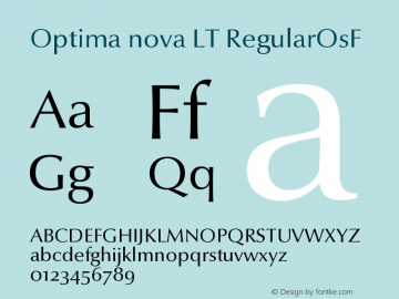 Optima nova LT RegularOsF Version 001.000 Font Sample