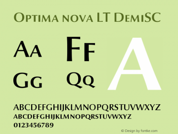 Optima nova LT DemiSC Version 001.000 Font Sample