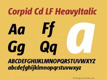 Corpid Cd LF HeavyItalic Version 001.000 Font Sample