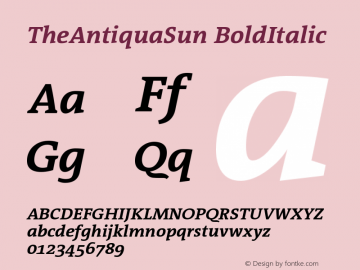 TheAntiquaSun BoldItalic Version 001.001图片样张