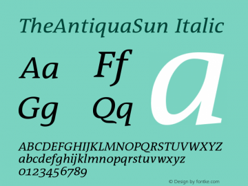 TheAntiquaSun Italic Version 001.001图片样张