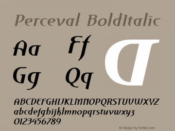 Perceval BoldItalic Version 001.000 Font Sample