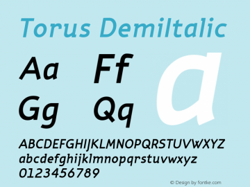 Torus DemiItalic Version 001.000 Font Sample