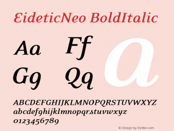 EideticNeo BoldItalic Version 001.000 Font Sample