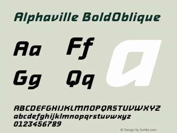 Alphaville BoldOblique Version 001.000 Font Sample