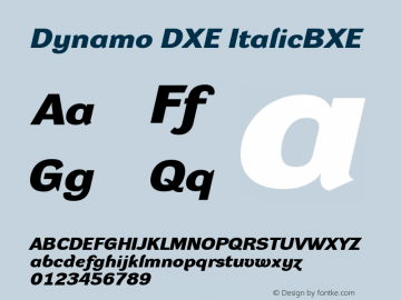 Dynamo DXE ItalicBXE Version 001.000 Font Sample