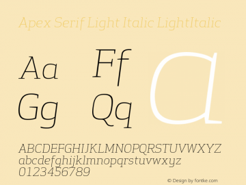 Apex Serif Light Italic LightItalic Version 005.000图片样张