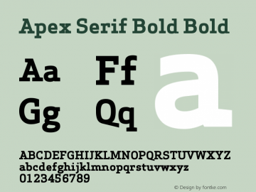 Apex Serif Bold Bold Version 005.000 Font Sample