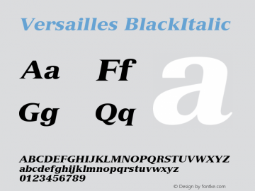 Versailles BlackItalic Version 001.002 Font Sample