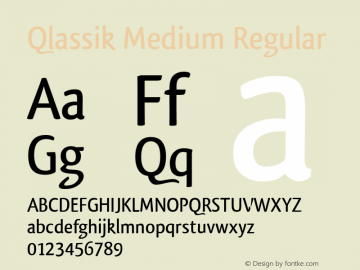 Qlassik Medium Regular Version 1.101;PS 001.001;hotconv 1.0.38 Font Sample