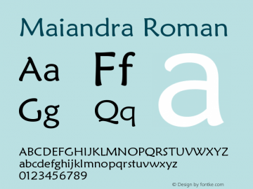 Maiandra Roman Version 003.001 Font Sample