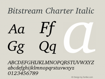 Bitstream Charter Italic Version 2.0-1.0 Font Sample