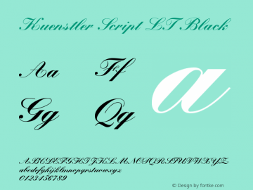 Kuenstler Script LT Black Version 006.000 Font Sample