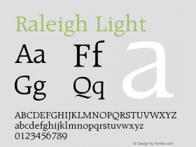 Raleigh Light Version 003.001 Font Sample