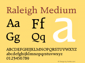 Raleigh Medium Version 003.001 Font Sample