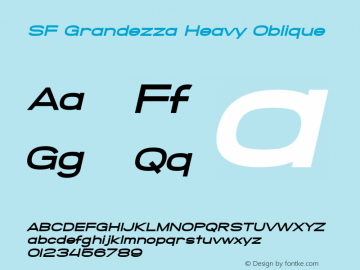 SF Grandezza Heavy Oblique ver 1.0; 2000. Freeware for non-commercial use. Font Sample