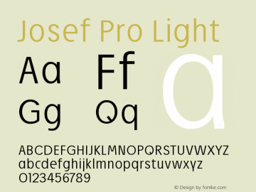 Josef Pro Light Version 4.002 2006 Font Sample