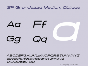 SF Grandezza Medium Oblique Version 1.1 Font Sample