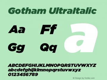 Gotham UltraItalic Version 001.000 Font Sample