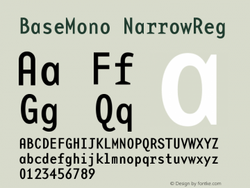 BaseMono NarrowReg Version 001.000 Font Sample