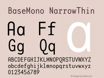 BaseMono NarrowThin Version 001.000图片样张