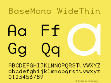 BaseMono WideThin Version 001.000 Font Sample