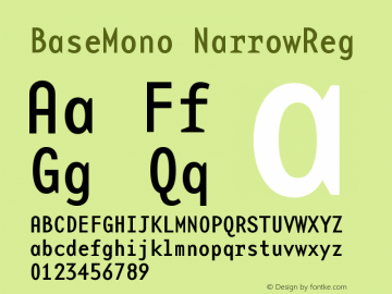 BaseMono NarrowReg Version 001.000 Font Sample