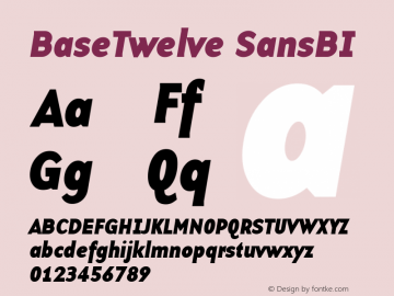 BaseTwelve SansBI Version 001.000 Font Sample