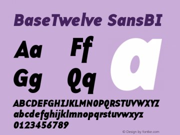 BaseTwelve SansBI Version 001.000 Font Sample