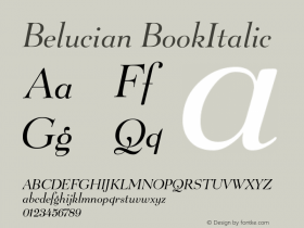 Belucian BookItalic Version 001.000 Font Sample