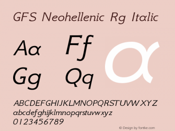 GFS Neohellenic Rg Italic Version 001.000图片样张