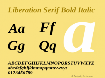 Liberation Serif Bold Italic Version 1.02图片样张