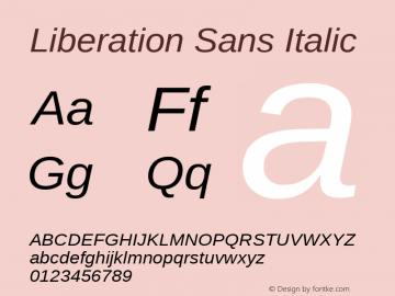 Liberation Sans Italic Version 1.02图片样张