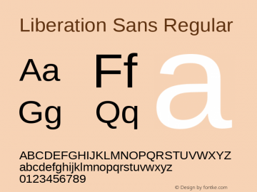 Liberation Sans Regular Version 1.02 Font Sample