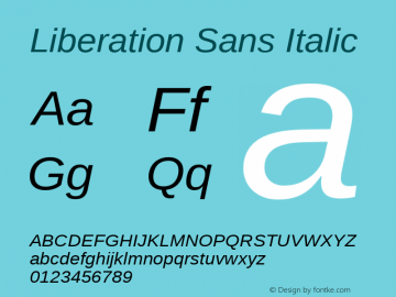 Liberation Sans Italic Version 1.02图片样张