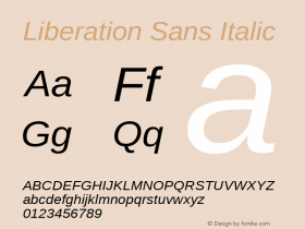 Liberation Sans Italic Version 1.07.2图片样张